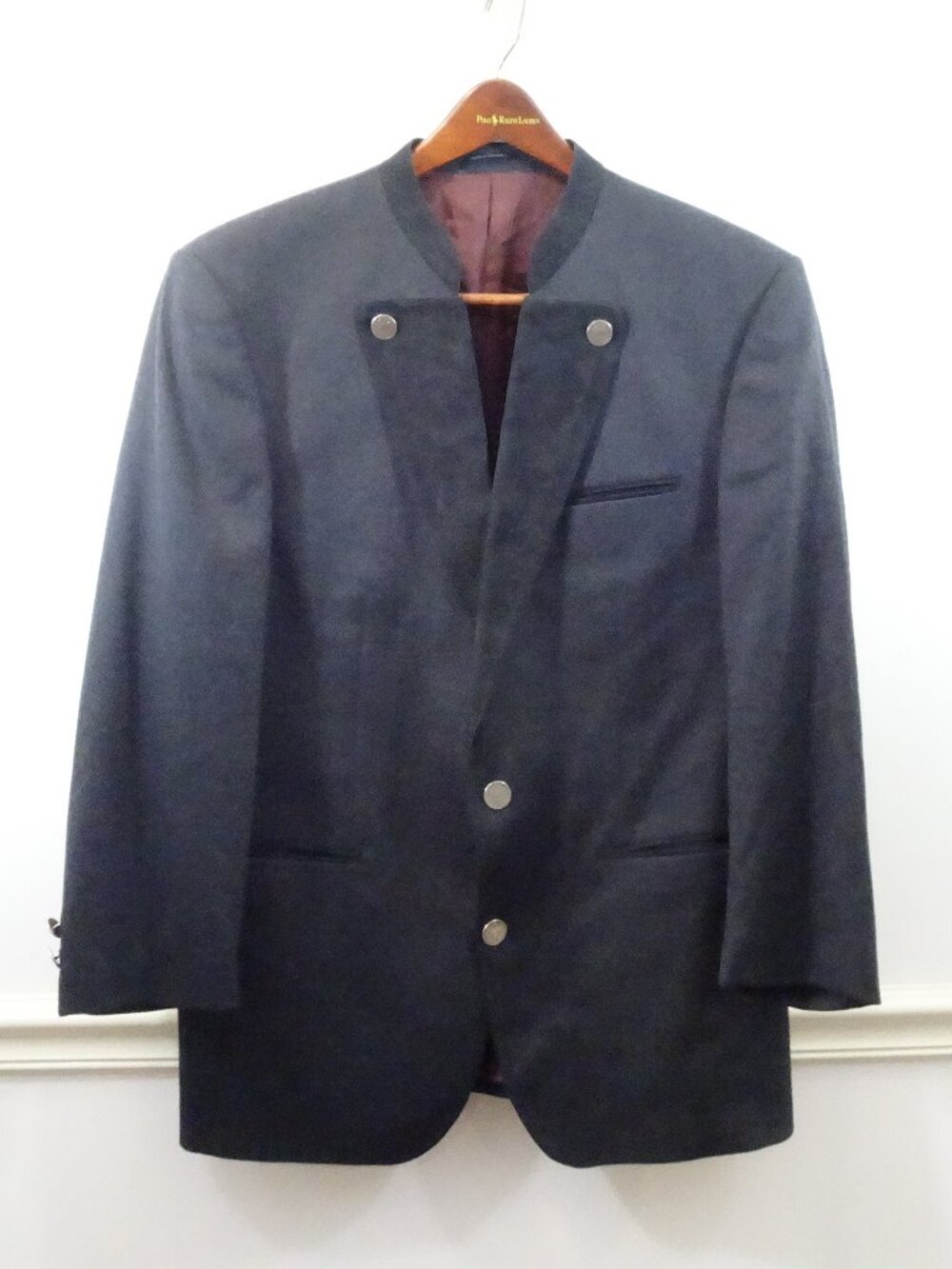 Rofan Tracht Herren Gr. 52 2-Button Jacket Wool Blend Suede Trim Embroidered - Picture 1 of 11